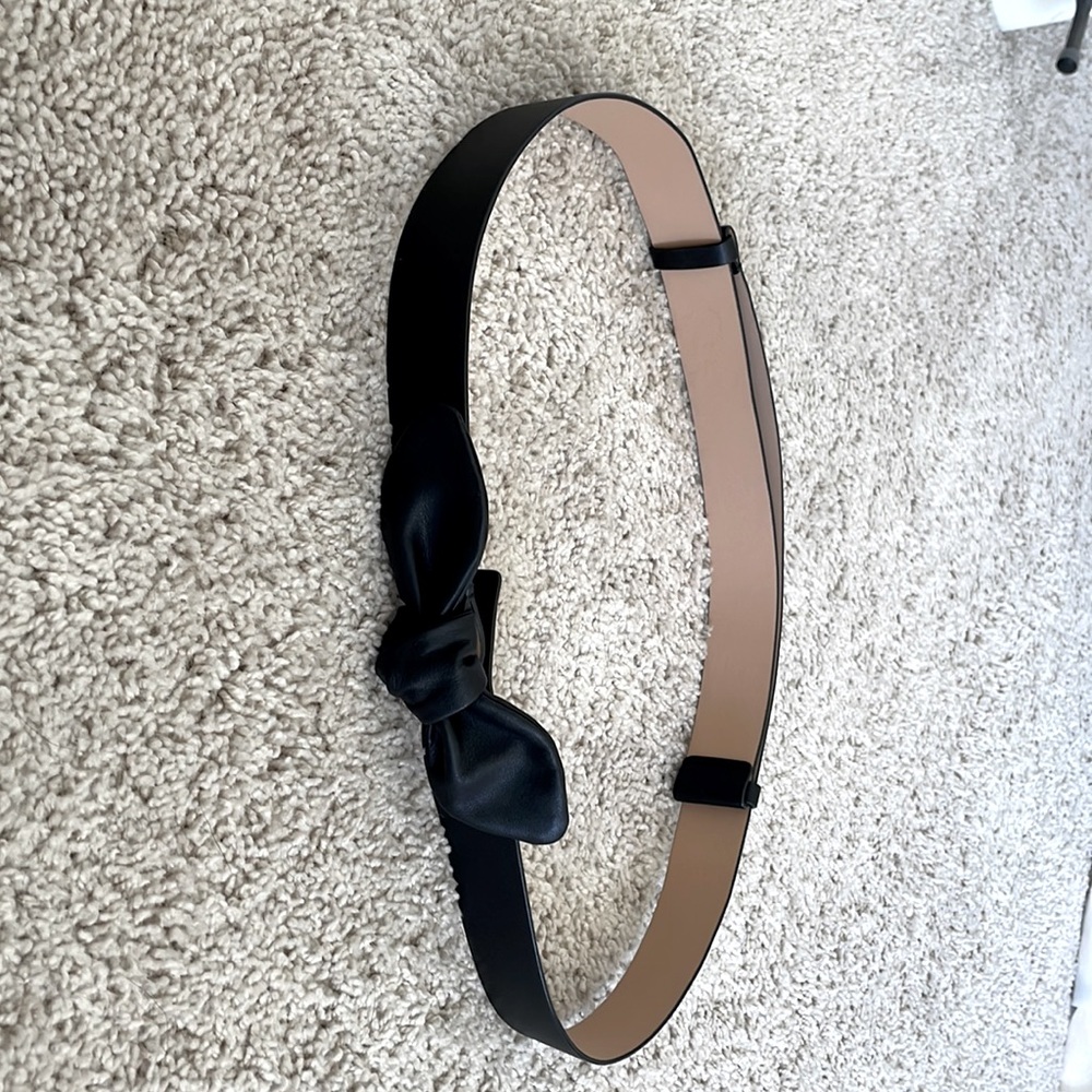 Draper James Black Leather Adjustable Bow belt